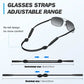 Adjustable Glasses Straps, 4Pcs Sunglasses Holder String Eyewear Retainer Polyester Neck Eyeglasses Lanyard, Black